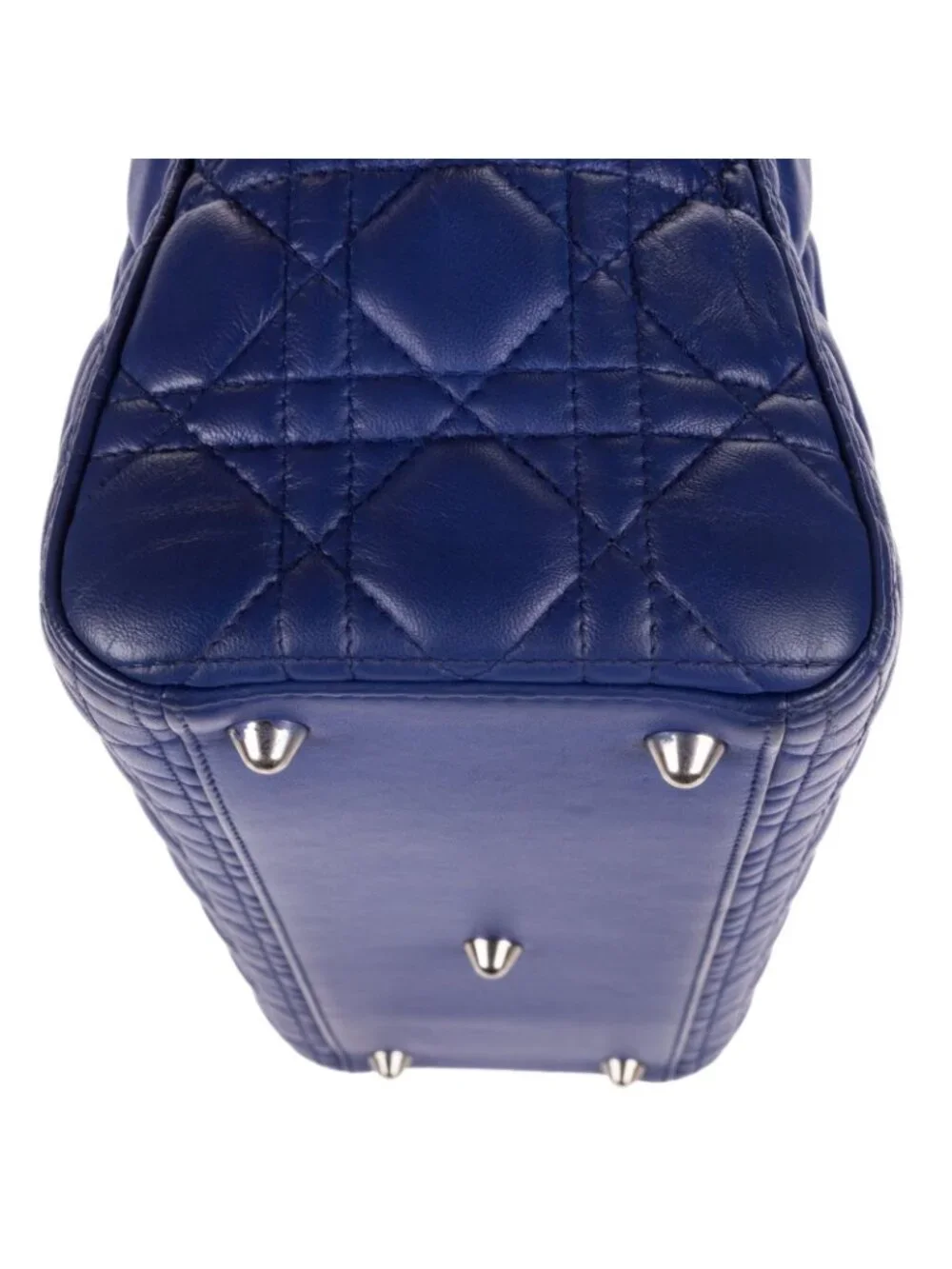 Dior Large Lady Dior Zip Blue Cannage Lambskin Leather Handbag